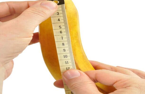 measuring the penis before enlargement using the example of a banana